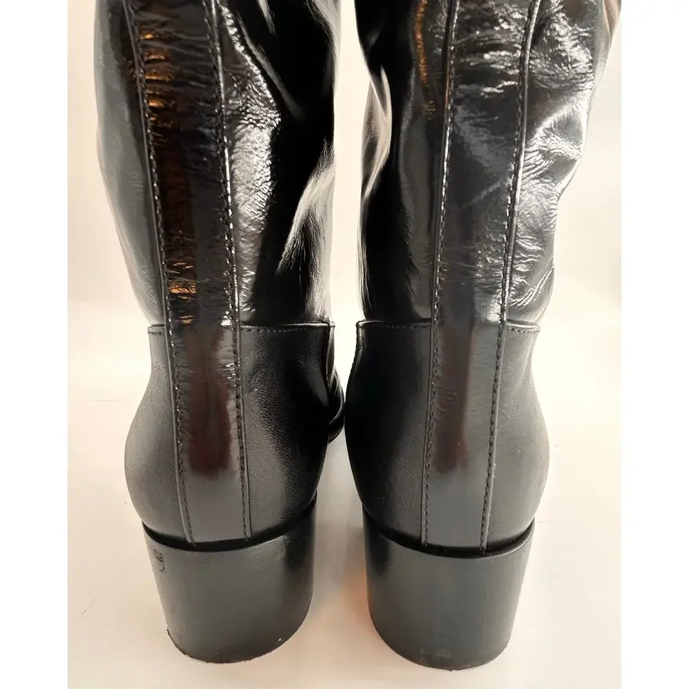 Chanel CC Black‎ Patent Leather Riding Boots EU 35 US 5
